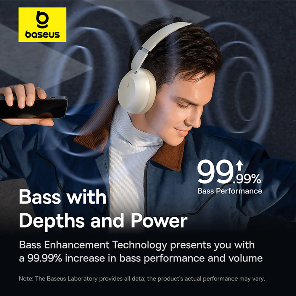 Baseus Bass 35 Max Wireless Headphones - Starlight White - Image 2