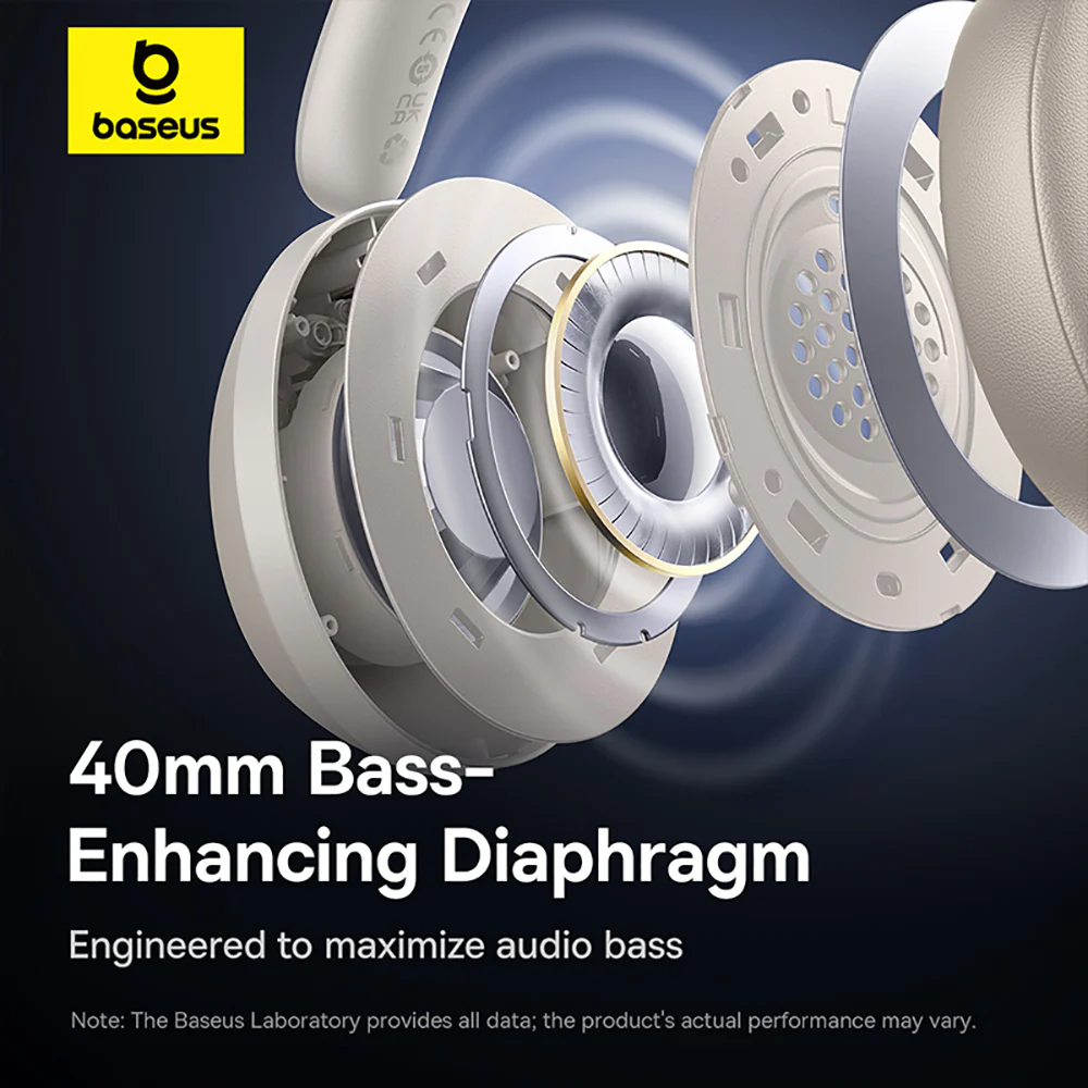 Baseus Bass 35 Max Wireless Headphones - Starlight White - Image 3