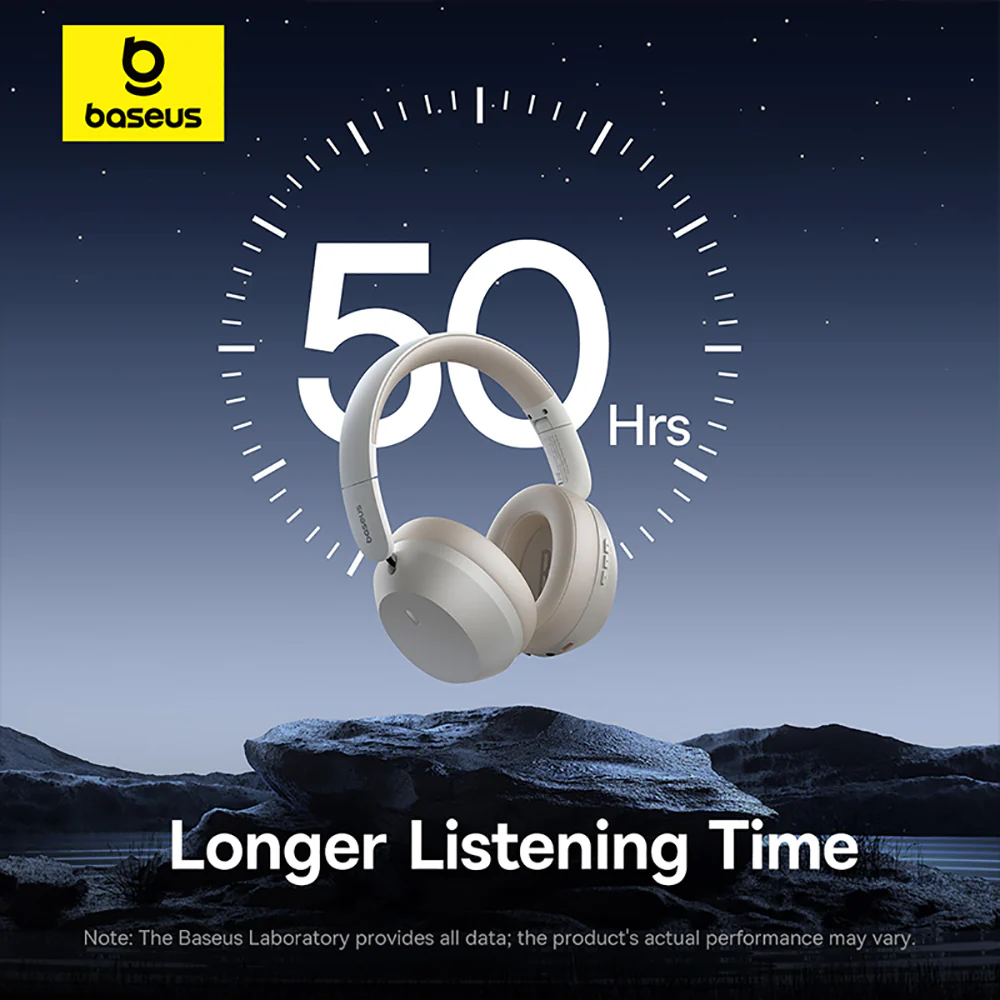Baseus Bass 35 Max Wireless Headphones - Starlight White - Image 4