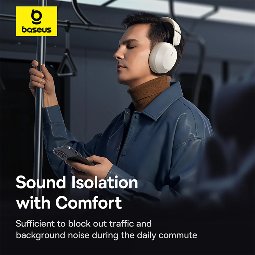 Baseus Bass 35 Max Wireless Headphones - Starlight White - Image 5