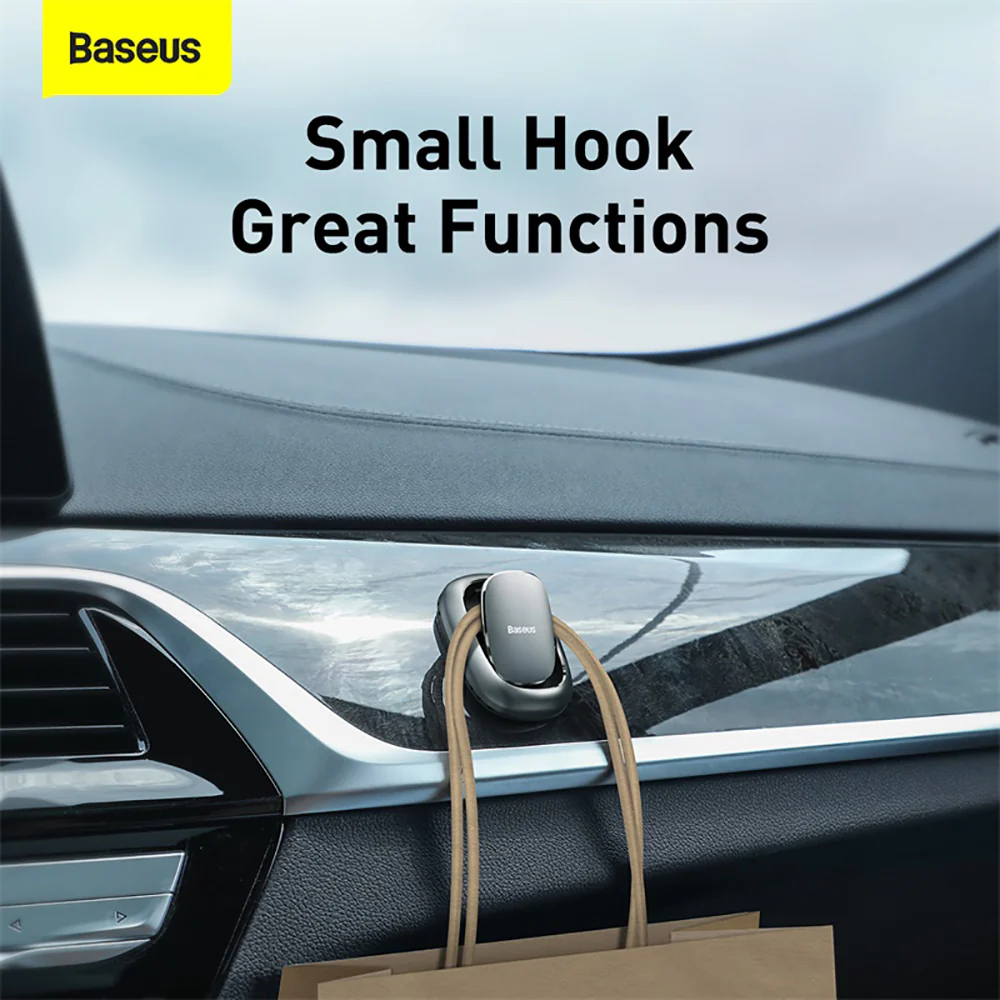 Baseus Beetle Vehicle Hook - 2 Pack, Deep Space Gray - Image 2