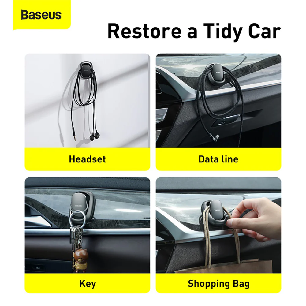 Baseus Beetle Vehicle Hook - 2 Pack, Deep Space Gray - Image 5