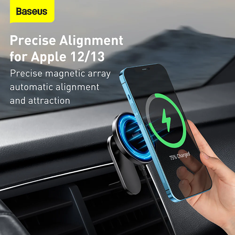 Baseus Big Energy Magnetic Car Mount Wireless Charger - Black - Image 3