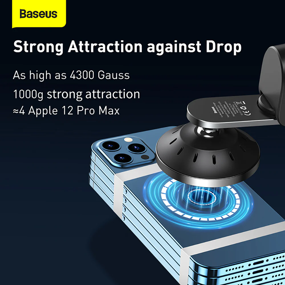 Baseus Big Energy Magnetic Car Mount Wireless Charger - Black - Image 4