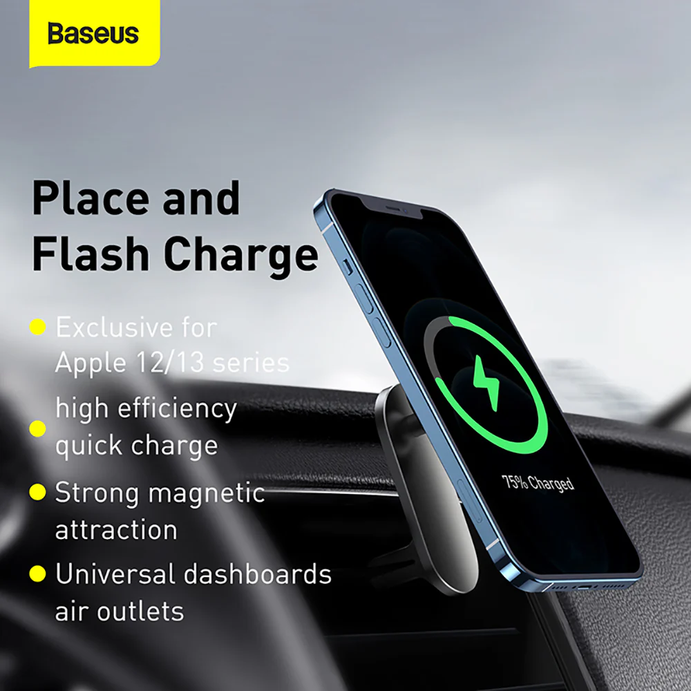 Baseus Big Energy Magnetic Car Mount Wireless Charger - Black - Image 5