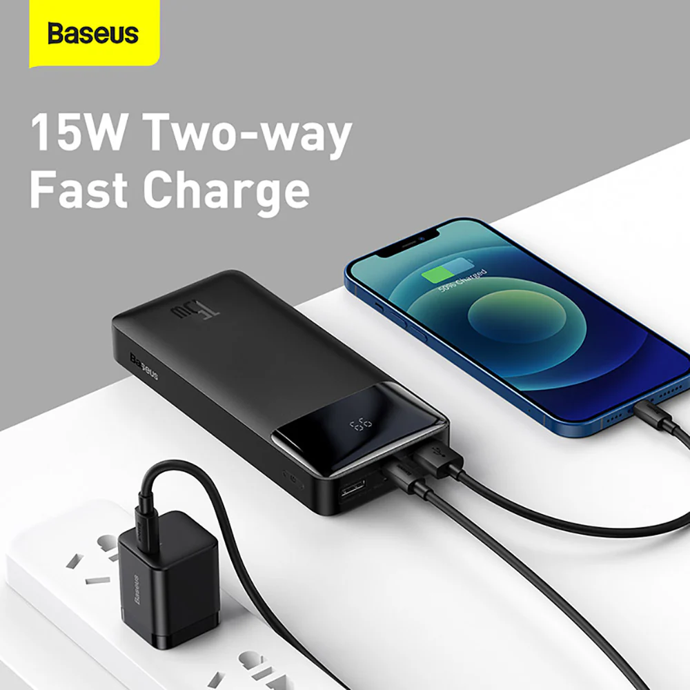 Baseus Bipow Digital Display Power Bank 20000mAh 15W - Black - Image 2