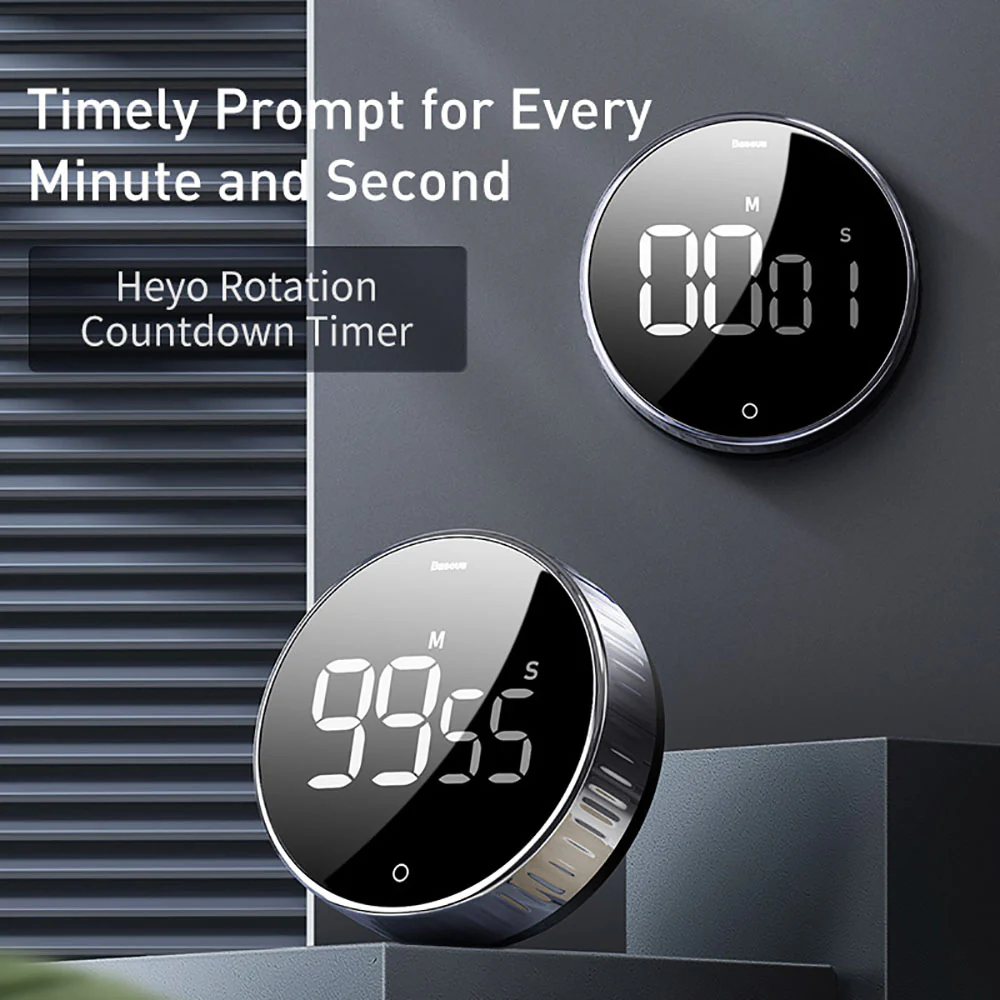 Baseus Black Rotating Countdown Timer - Image 2