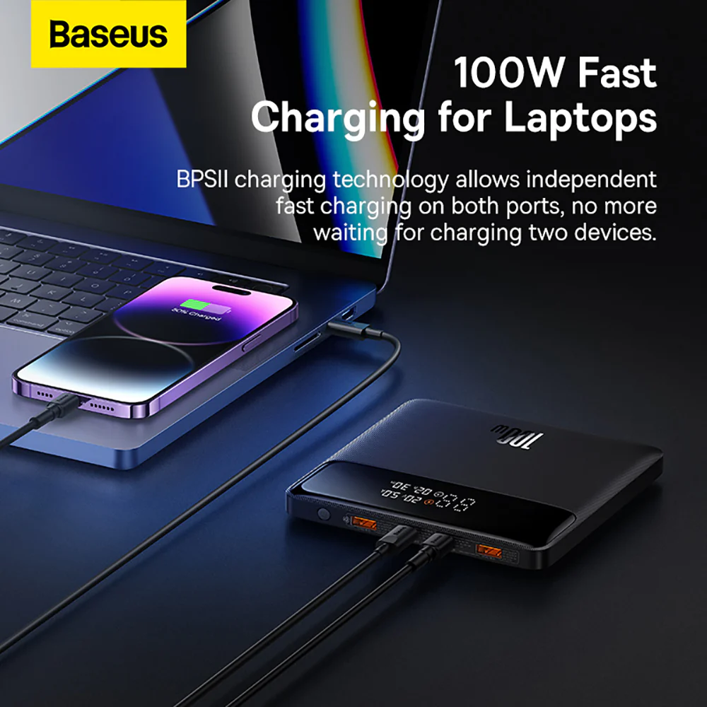 Baseus Blade High Power Digital Display Fast Charge Power Bank HD Edition 20000mAh 100W - Black - Image 3