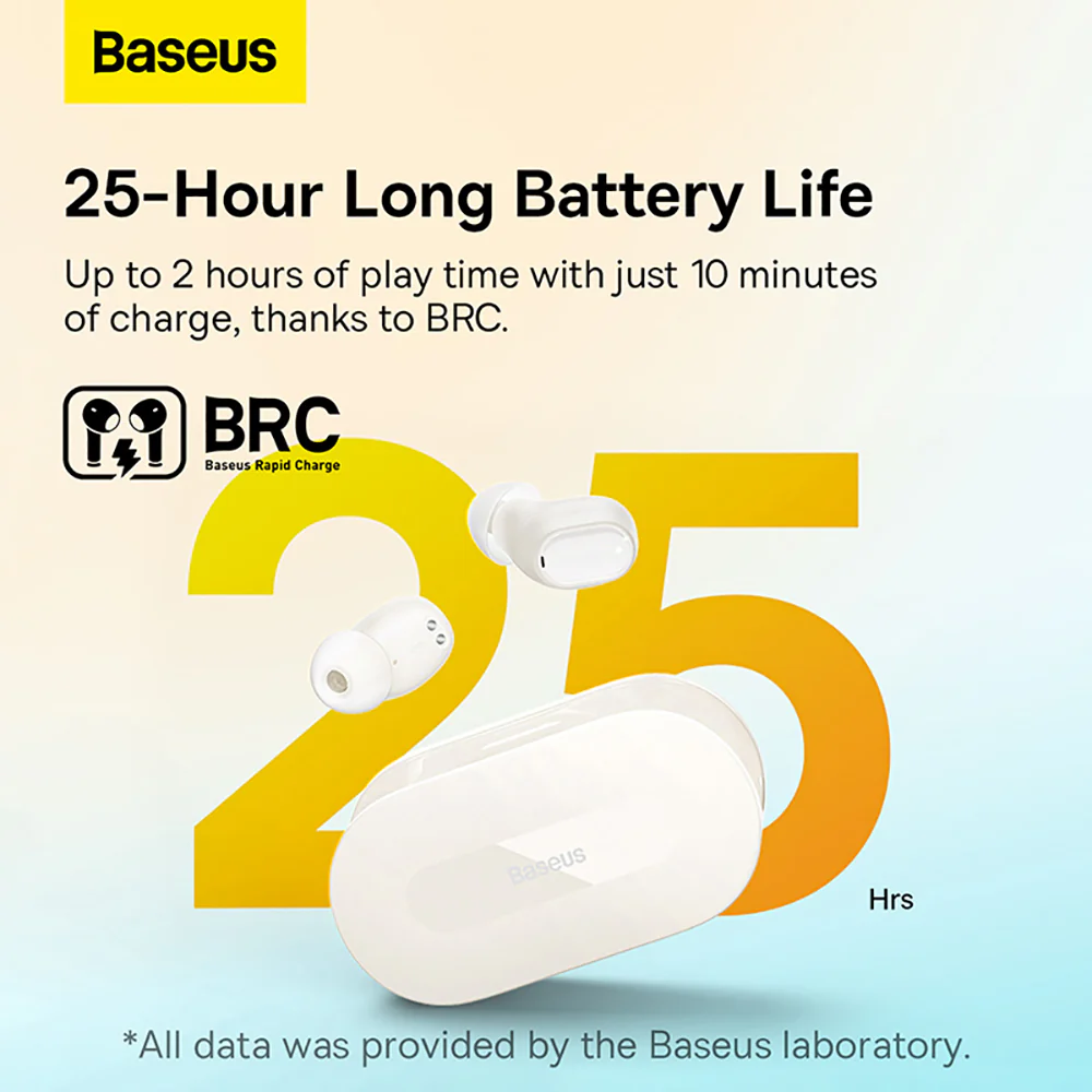 Baseus Bowie EZ10 TWS True Wireless Earphones - Starlight White - Image 3