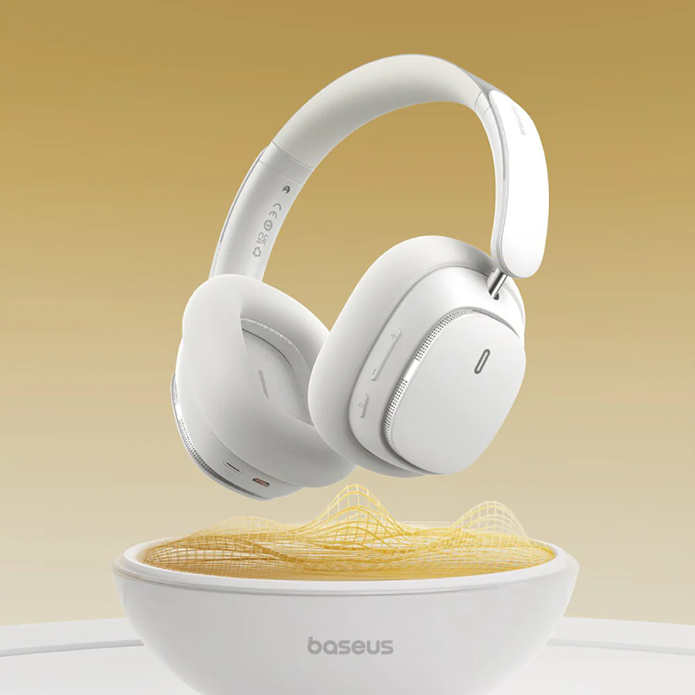 Baseus Bowie Series H1 Pro Over-Ear Noise-Cancelling Headphones - Moon White, International Version - Image 2
