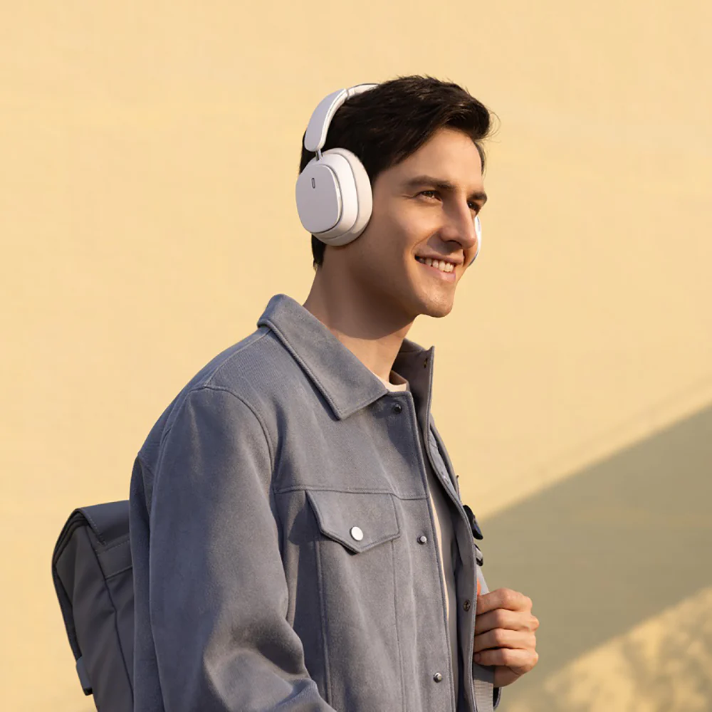 Baseus Bowie Series H1 Pro Over-Ear Noise-Cancelling Headphones - Moon White, International Version - Image 4