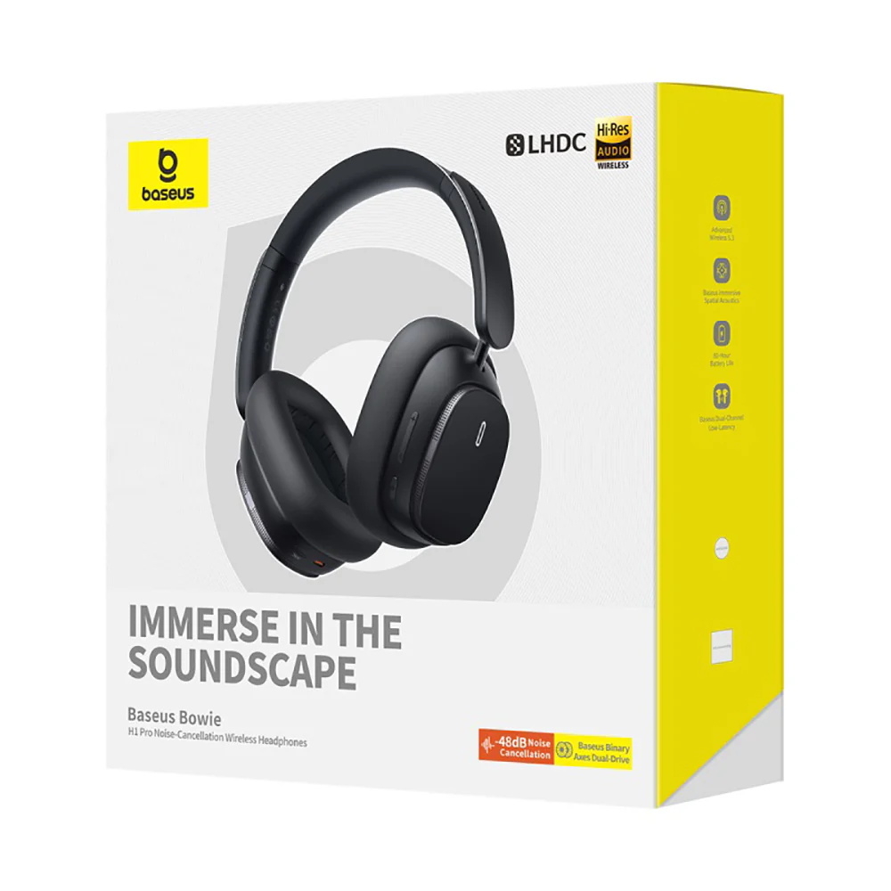 Baseus Bowie Series H1 Pro Over-Ear Noise-Cancelling Headphones - Starry Black, International Version - Image 5