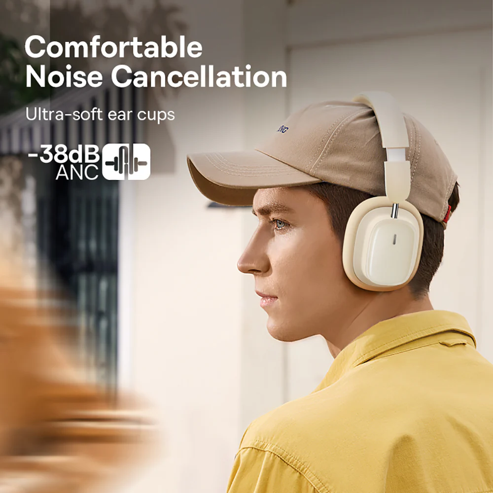 Baseus Bowie Series H1i Over-Ear Noise Cancelling Bluetooth Headphones - Starlight White, International Version - Image 2