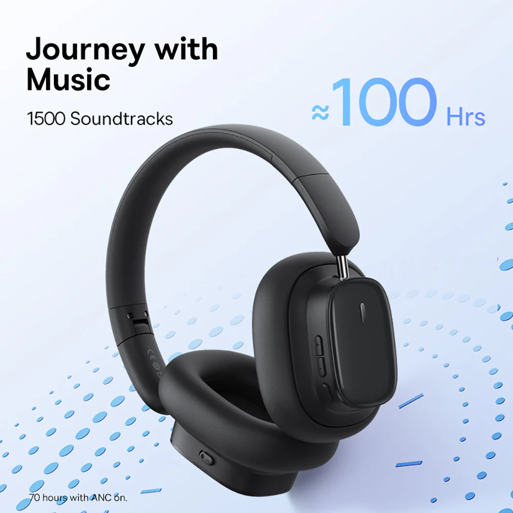 Baseus Bowie Series H1i Over-Ear Noise Cancelling Bluetooth Headphones - Starry Black - Image 2