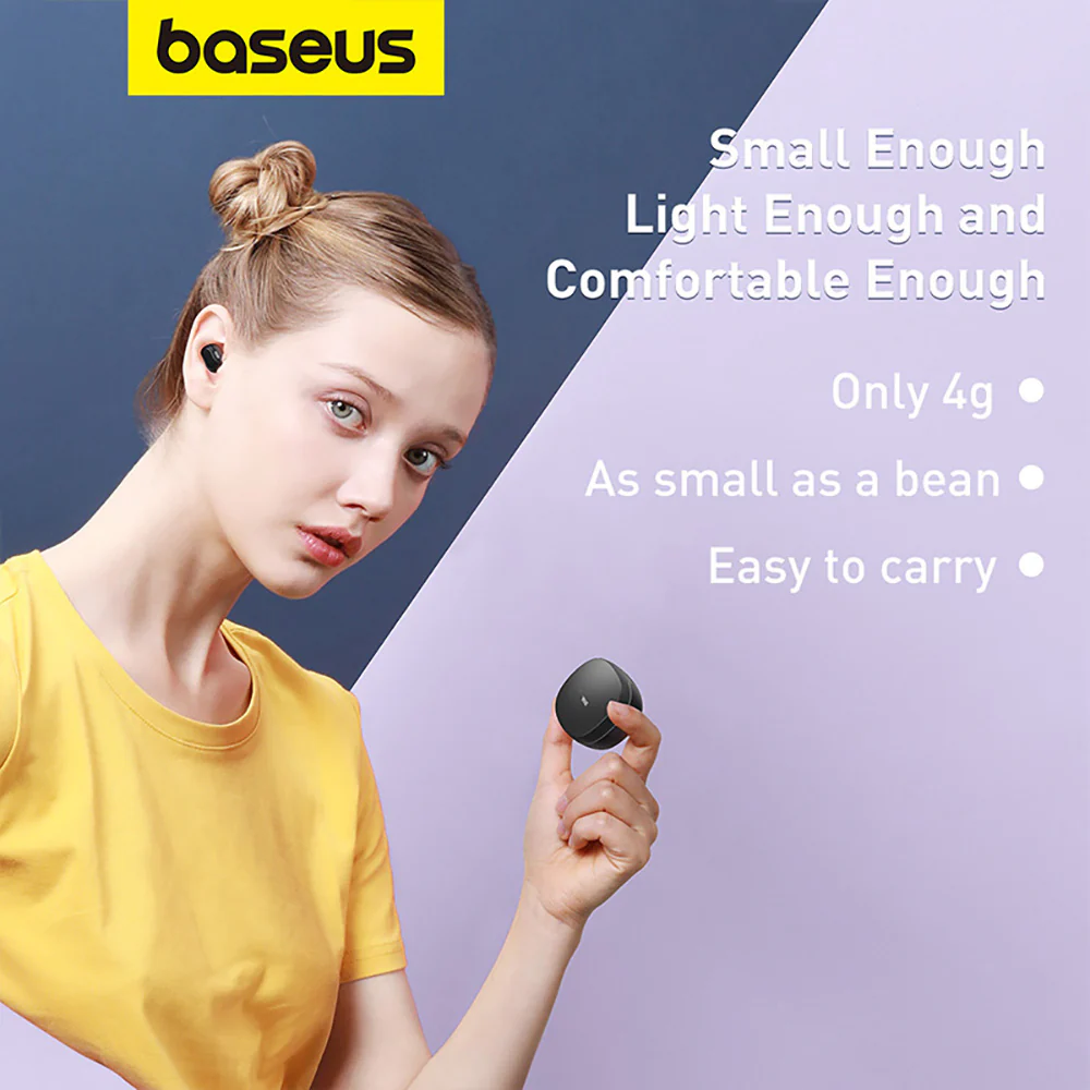 Baseus Bowie Series WM01 TWS True Wireless Bluetooth Earphones - Black - Image 3