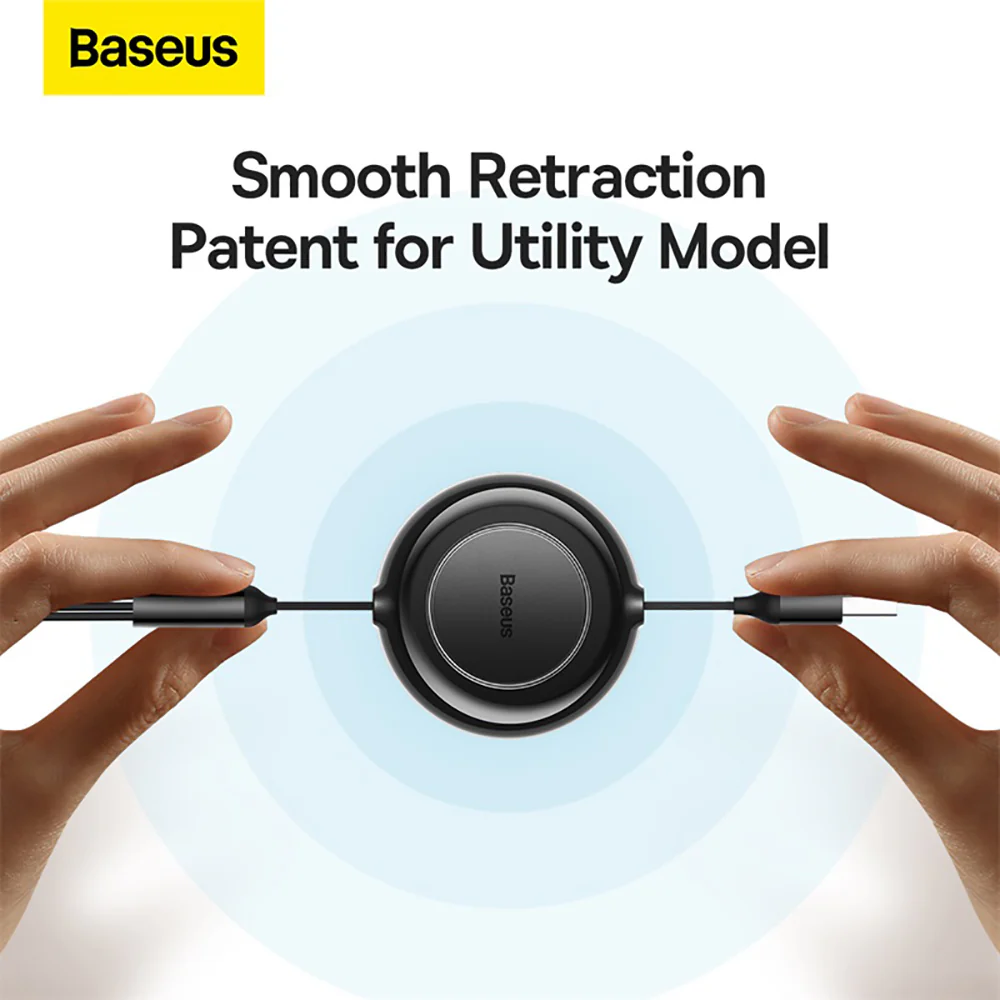 Baseus Bright Mirror 2 Series Retractable 3-in-1 Fast Charging Cable - 1.1m, Black - Image 4