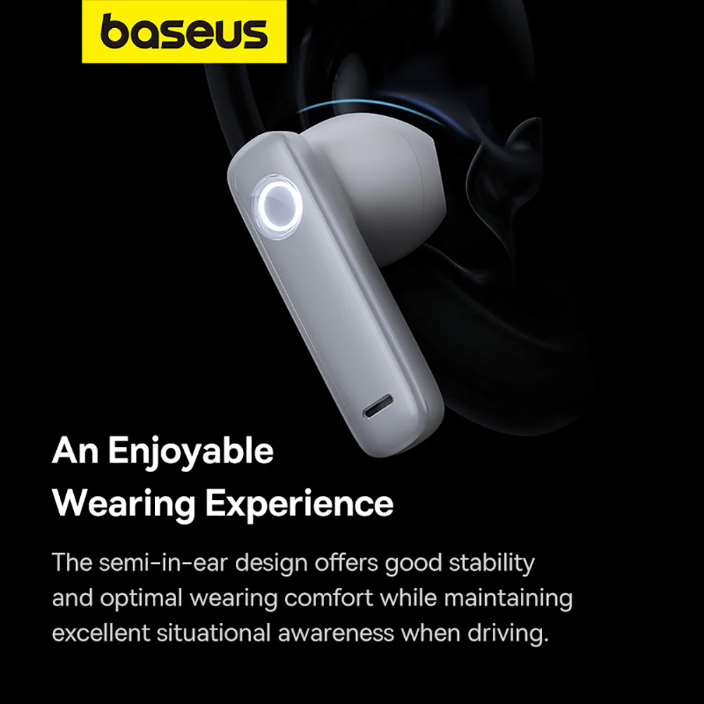 Baseus C-Mic CM10 Smart Unilateral Wireless Earphone for Car - Moon White - Image 2