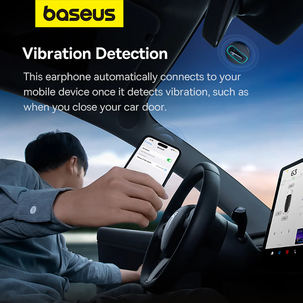 Baseus C-Mic CM10 Smart Unilateral Wireless Earphone for Car - Starry Black - Image 4