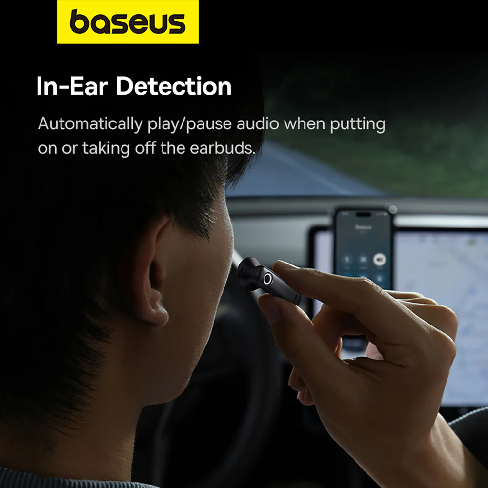 Baseus C-Mic CM10 Smart Unilateral Wireless Earphone for Car - Starry Black - Image 5