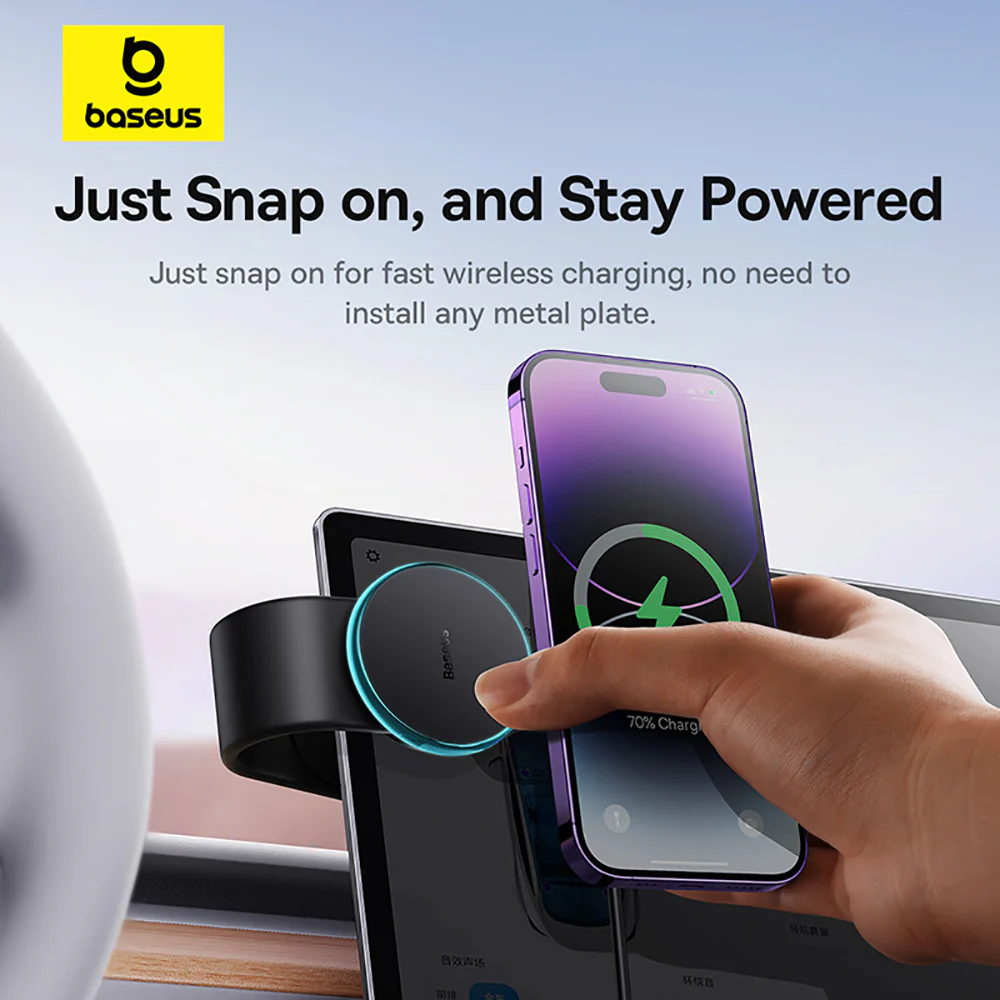 Baseus C02 Pro Magnetic Wireless Charging Car Mount - Starry Black - Image 3