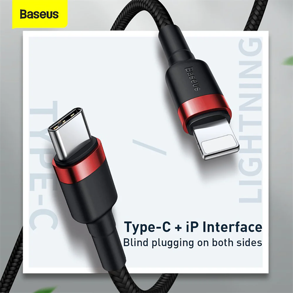 Baseus Cafule Flash Charge Data Cable Type-C to iP 20W 1m Red Black - Image 2
