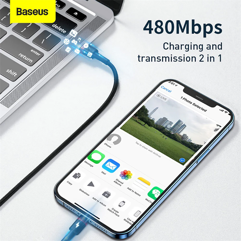 Baseus Cafule Flash Charge Data Cable Type-C to iP 20W 1m Red Black - Image 3