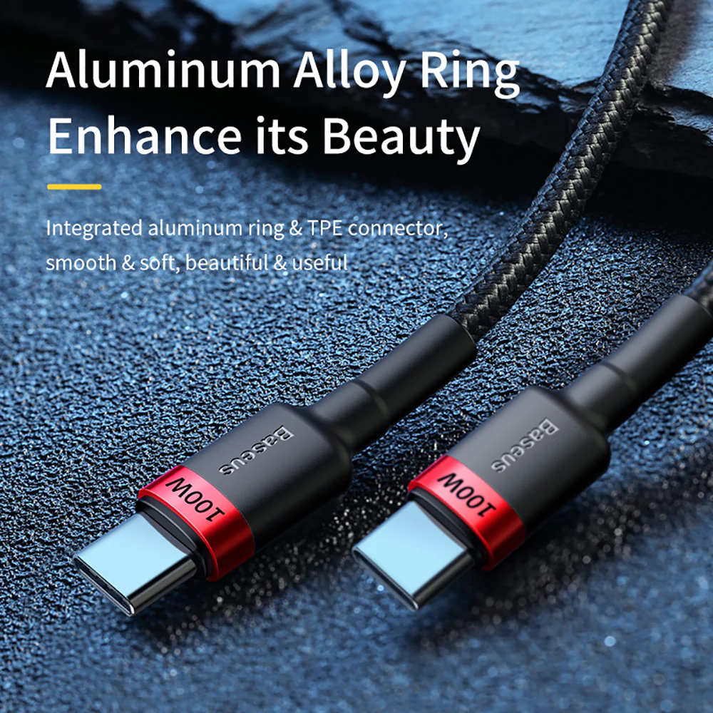 Baseus Cafule Flash Charging Cable Type-C PD 2.0 100W 2m Gray Black - Image 3