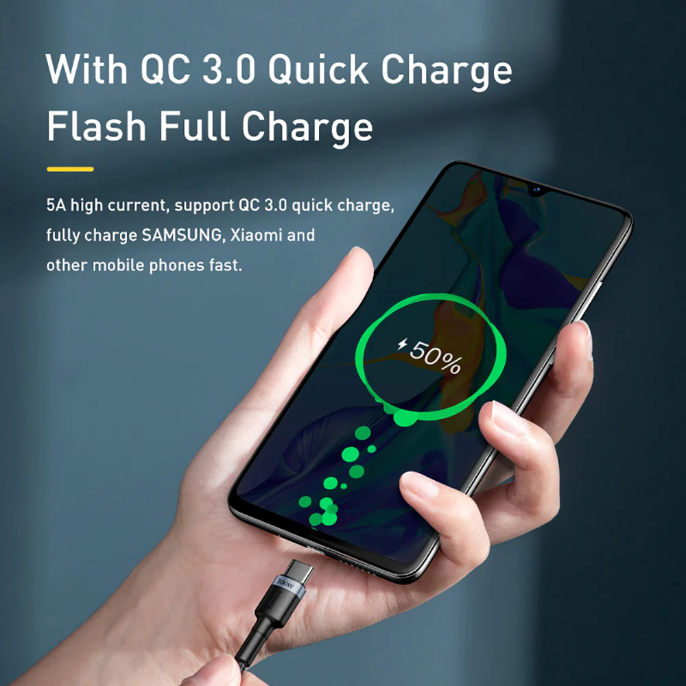 Baseus Cafule Flash Charging Cable Type-C PD 2.0 100W 2m Red Black - Image 2