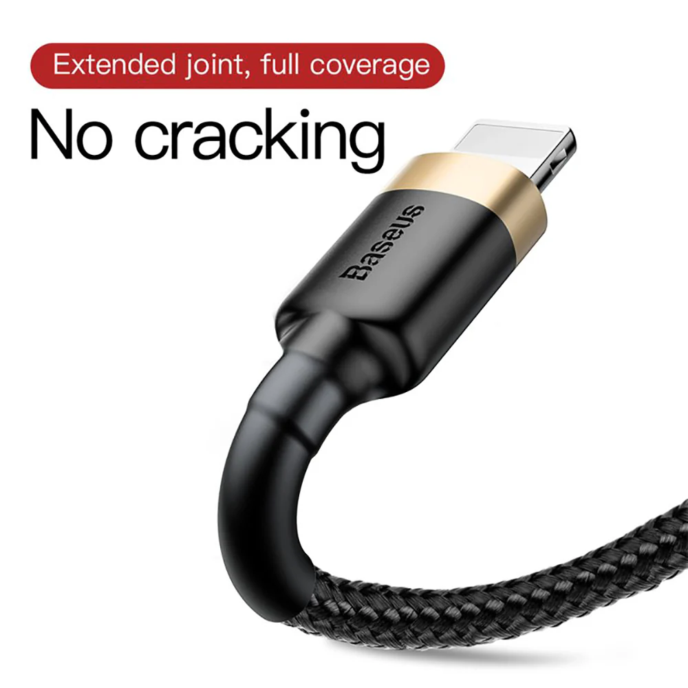 Baseus Cafule Lightning USB Cable 1.5A 2M - Gold Shell & Black Cord - Image 4