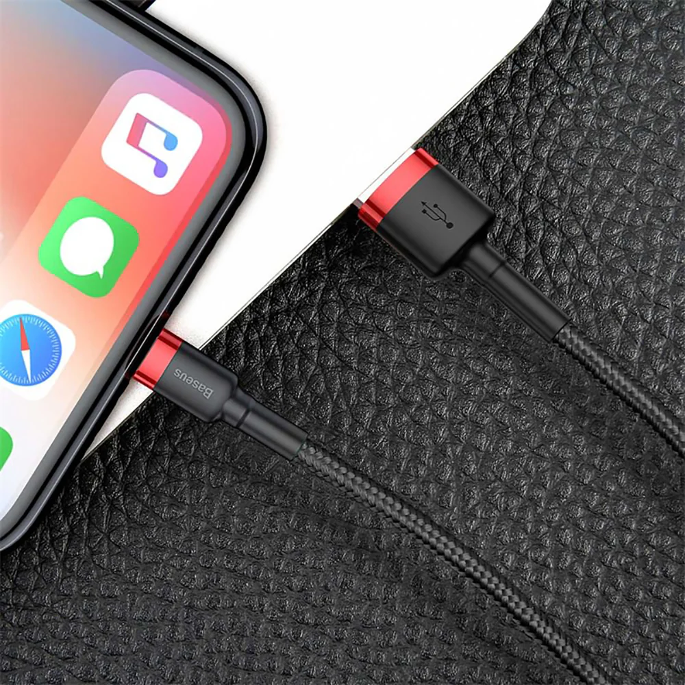 Baseus Cafule Lightning USB Cable 1.5A 2M - Red and Black - Image 3