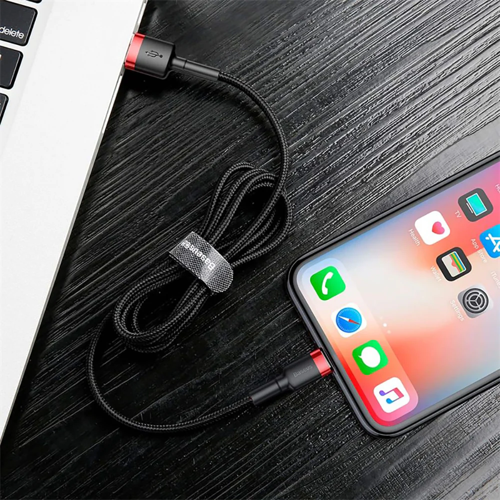Baseus Cafule Lightning USB Cable 1.5A 2M - Red and Black - Image 4