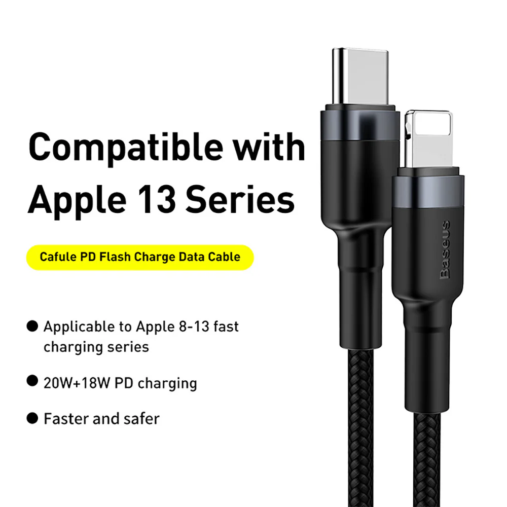 Baseus Cafule PD Flash Charge Data Cable Type-C to iP 20W 1m Gray Black