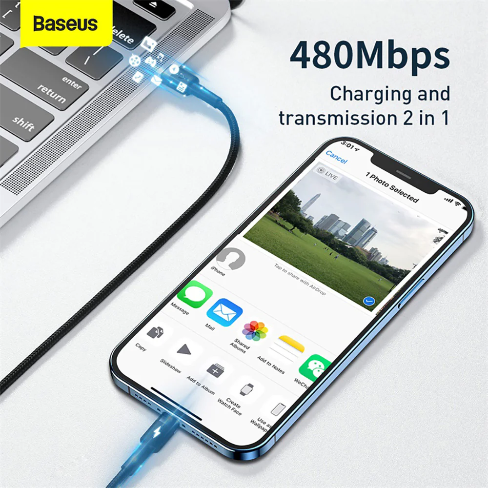 Baseus Cafule PD Flash Charge Data Cable Type-C to iP 20W 1m Gray Black - Image 3