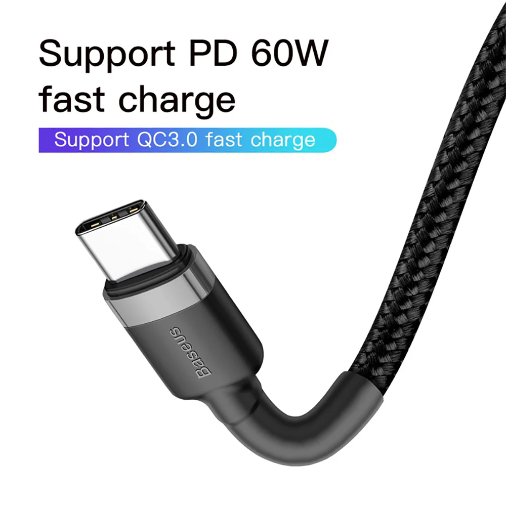 Baseus Cafule Series Type-C PD2.0 60W Fast Charging Cable 1M - Gray Black - Image 4