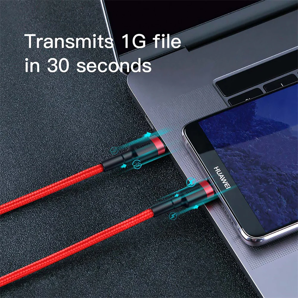 Baseus Cafule Series Type-C PD2.0 60W Fast Charging Cable 1M - Red - Image 2