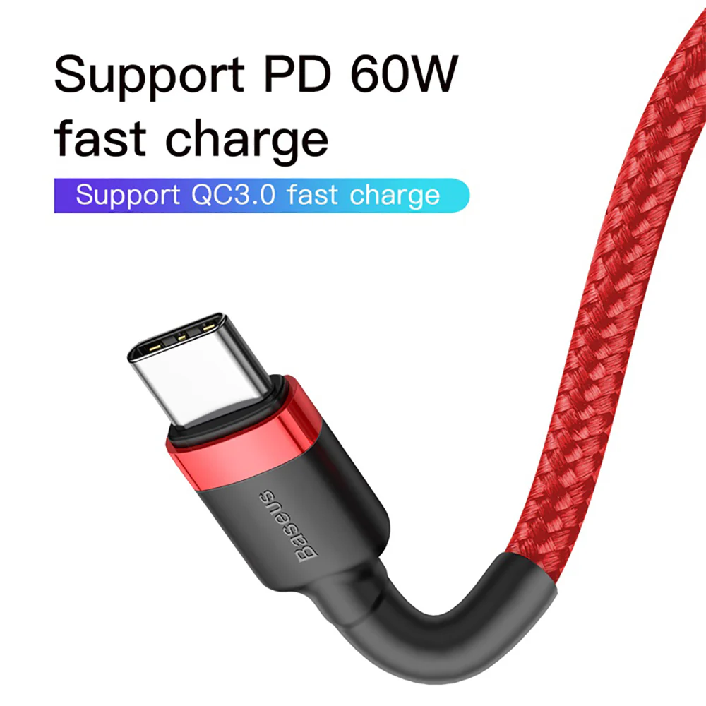 Baseus Cafule Series Type-C PD2.0 60W Fast Charging Cable 1M - Red - Image 4