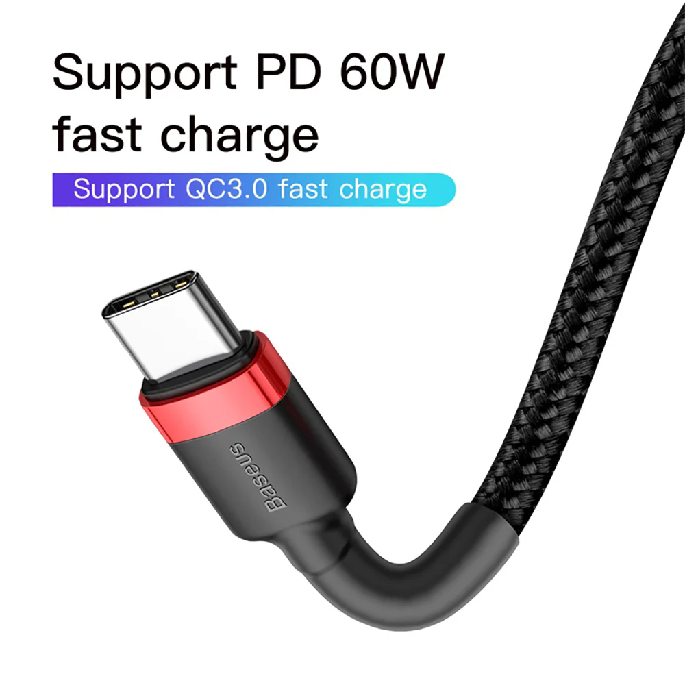 Baseus Cafule Series Type-C PD2.0 60W Fast Charging Cable 1M - Red and Black - Image 4