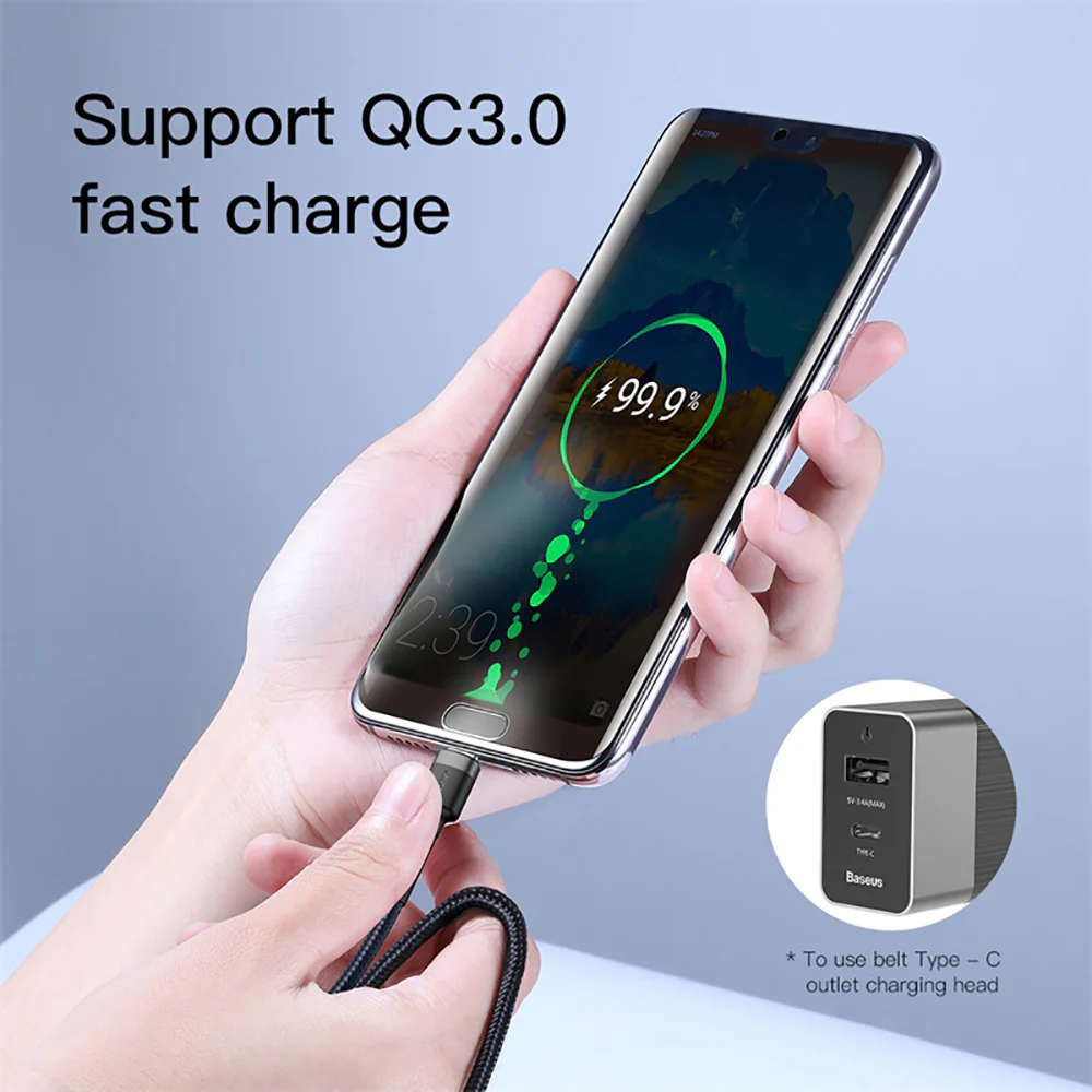 Baseus Cafule Series Type-C PD2.0 60W Fast Charging Cable 2M - Grey Black - Image 2