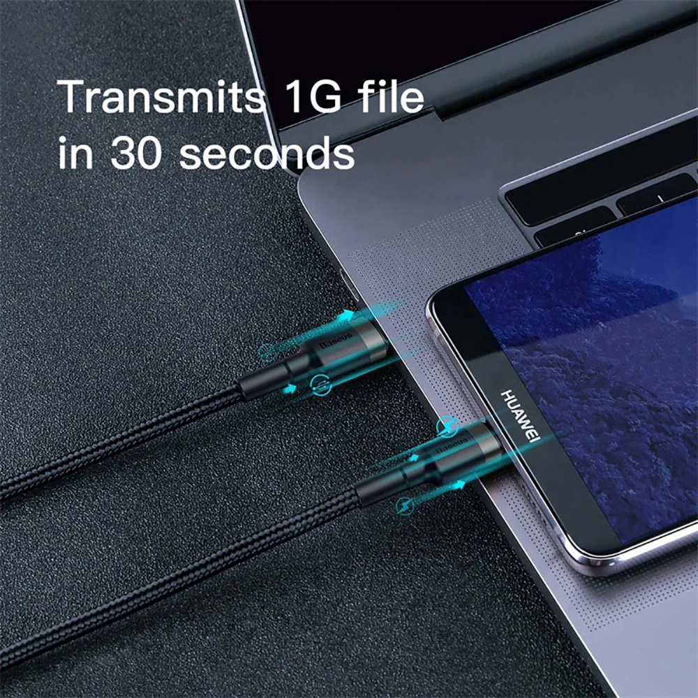 Baseus Cafule Series Type-C PD2.0 60W Fast Charging Cable 2M - Grey Black - Image 3