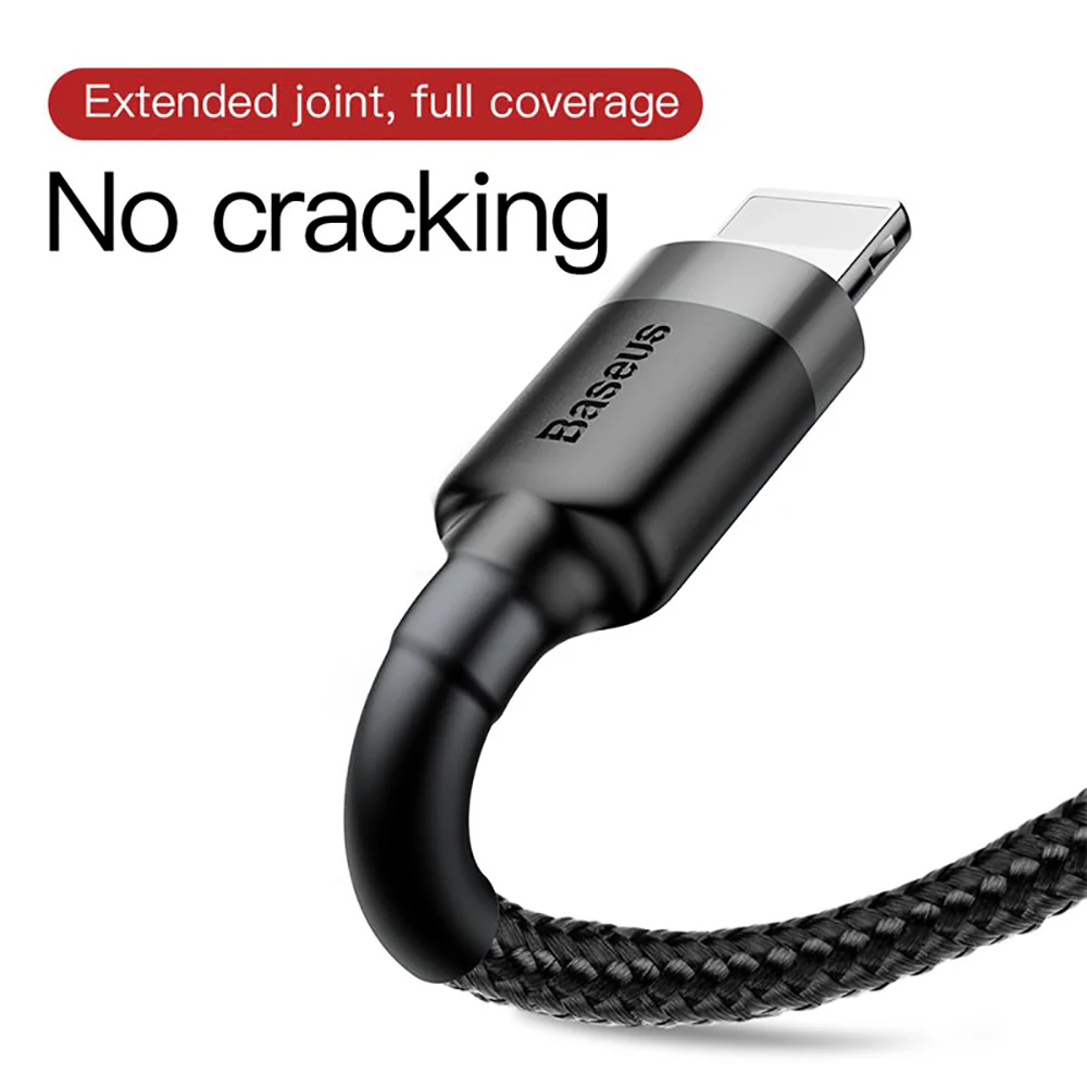 Baseus Cafule USB Cable for iPhone 2A 3m - Space Gray and Black - Image 4