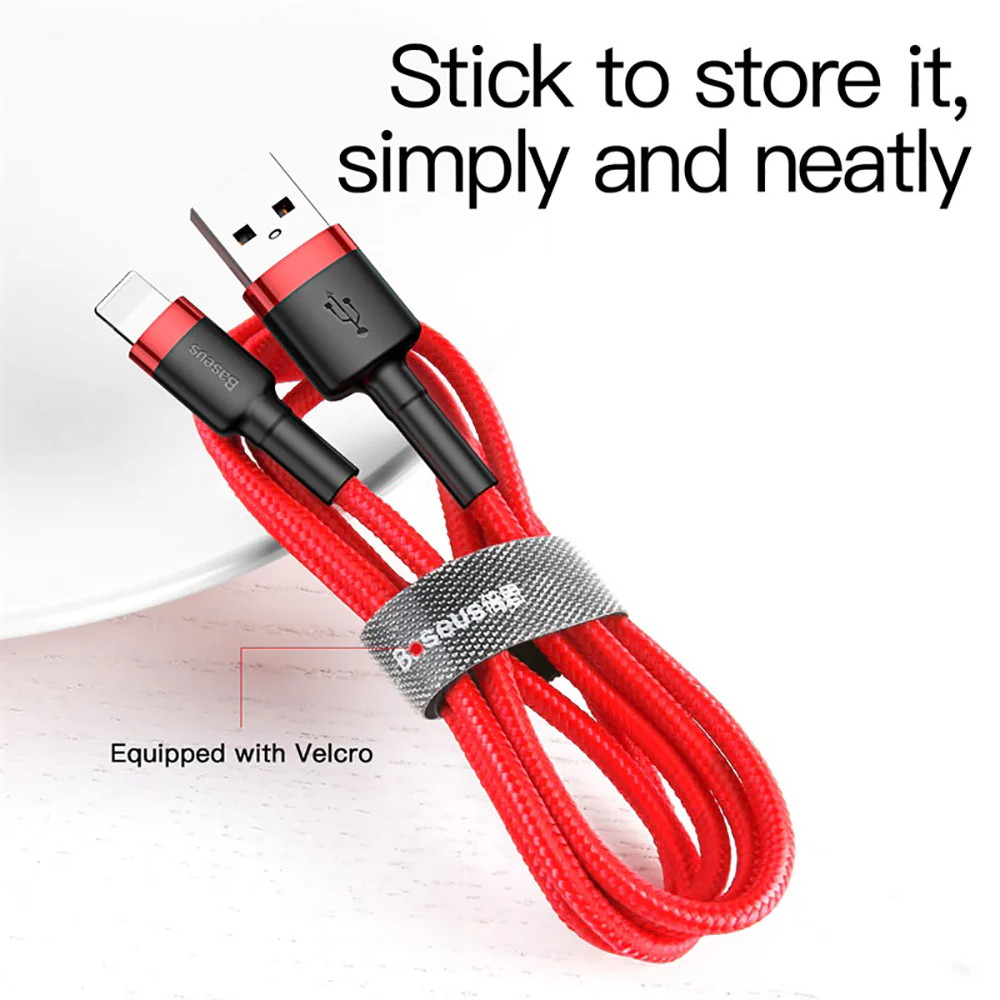 Baseus Cafule USB to Lightning Cable 2.4A 0.5M - Red - Image 3