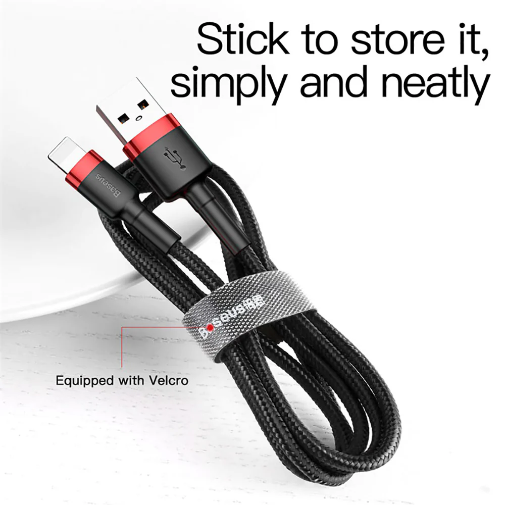 Baseus Cafule USB to Lightning Cable 2.4A 0.5M - Red and Black - Image 4