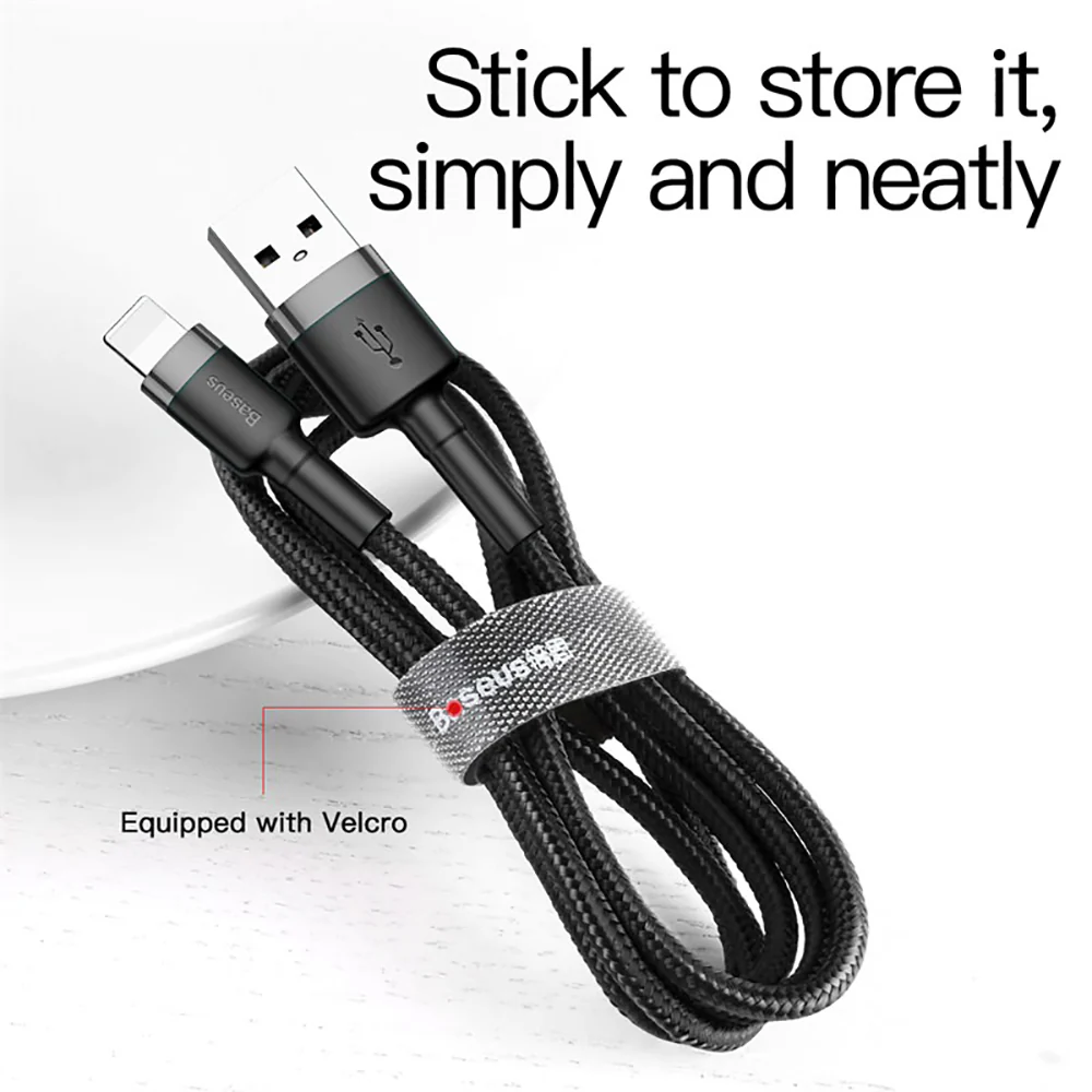Baseus Cafule USB to Lightning Cable 2.4A 0.5M - Space Gray & Black - Image 4
