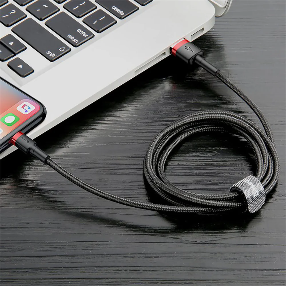 Baseus Cafule USB to Lightning Cable 2.4A 1M - Red and Black - Image 4