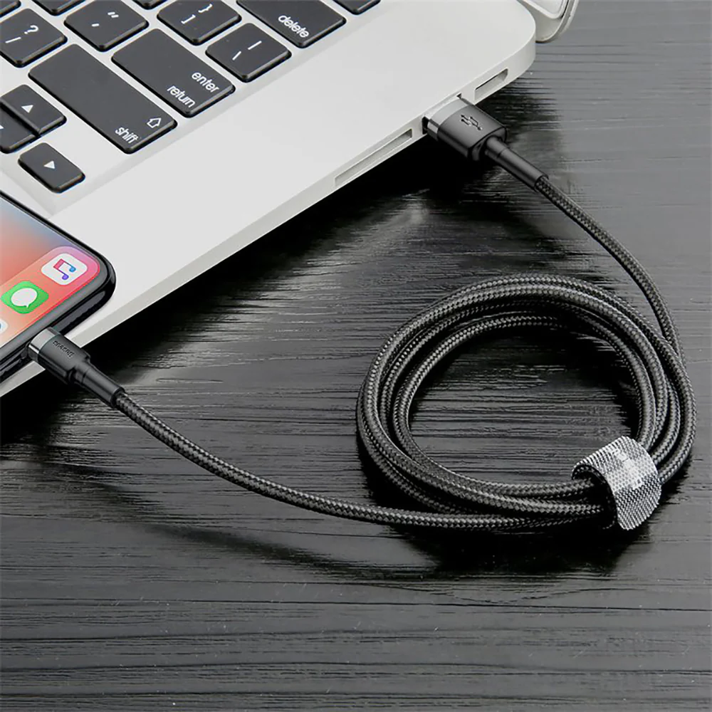 Baseus Cafule USB to Lightning Cable 2.4A 1M - Space Gray & Black - Image 2