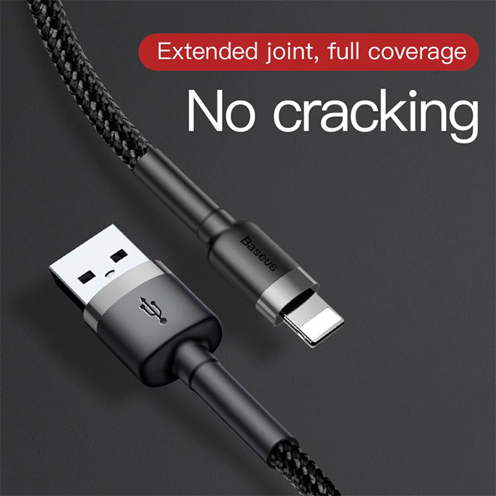 Baseus Cafule USB to Lightning Cable 2.4A 1M - Space Gray & Black - Image 4