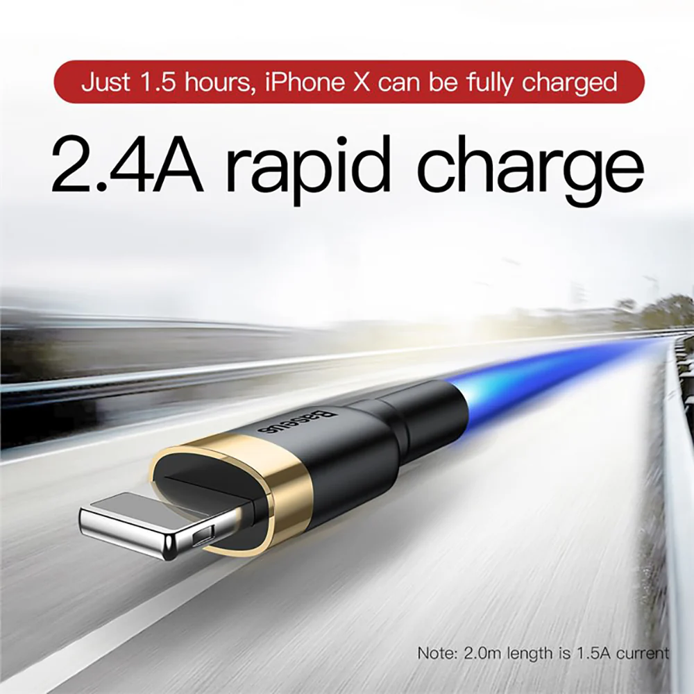 Baseus Cafule USB to Lightning Data Cable 2.4A 1M - Gold and Black - Image 3