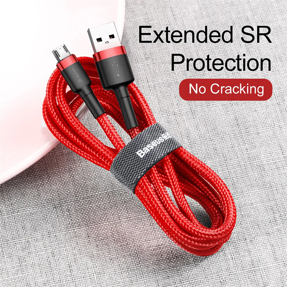 Baseus Cafule USB to Micro USB Cable 2.4A 1M - Red - Image 3