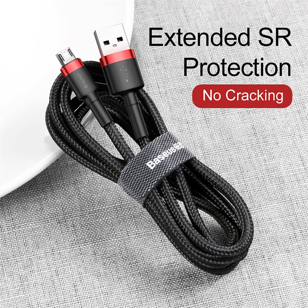Baseus Cafule USB to Micro USB Cable, Reversible, 1.5A, 2M, Red and Black - Image 2