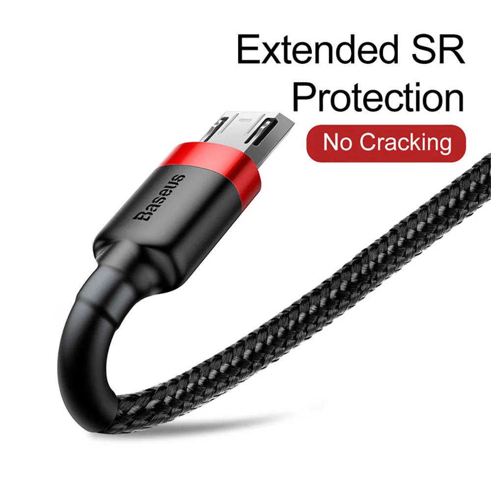 Baseus Cafule USB to Micro USB Cable, Reversible, 2.4A, 1M, Red and Black - Image 2
